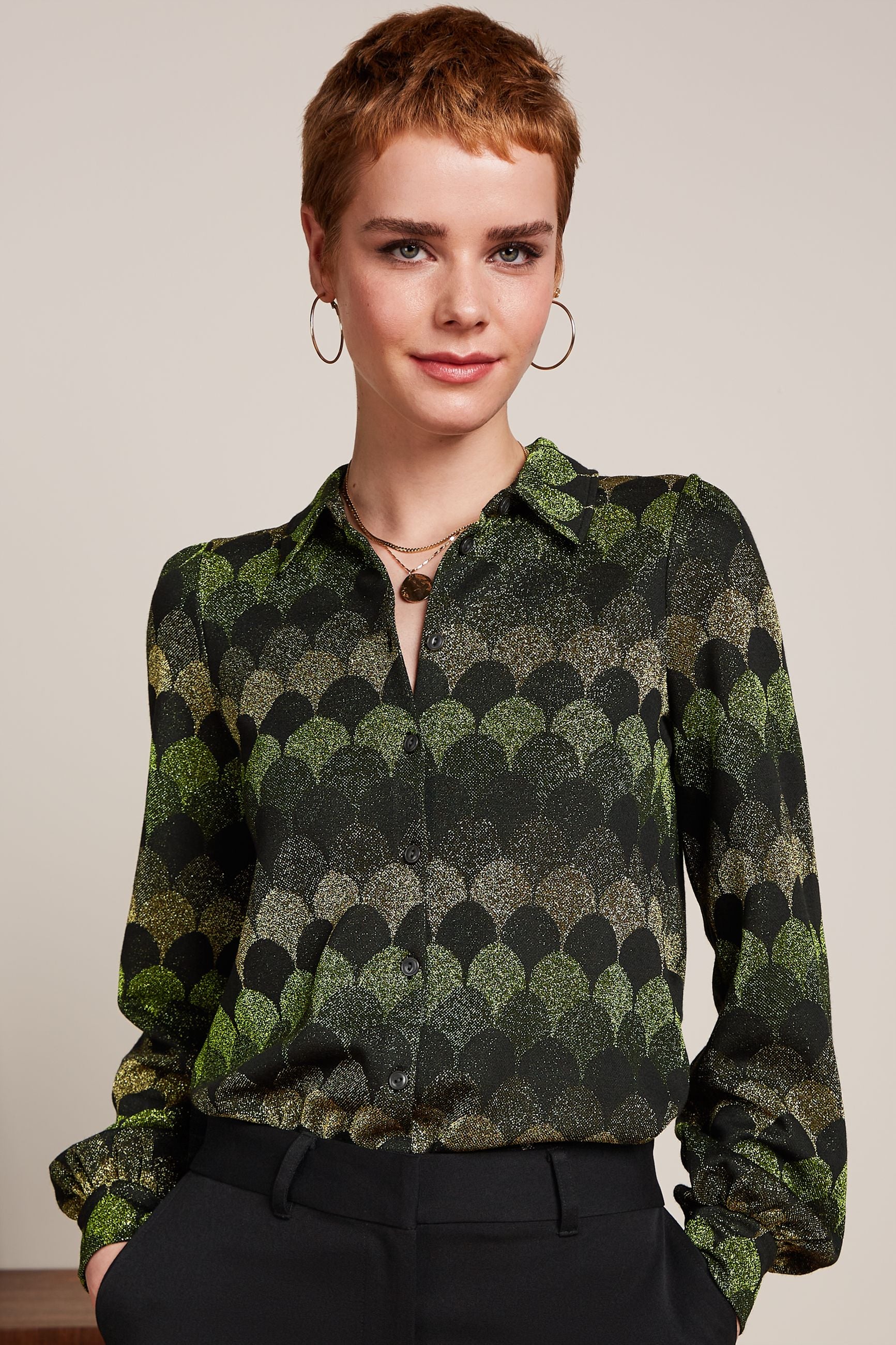 Maisie Blouse Diva Jacquard - Olive Green