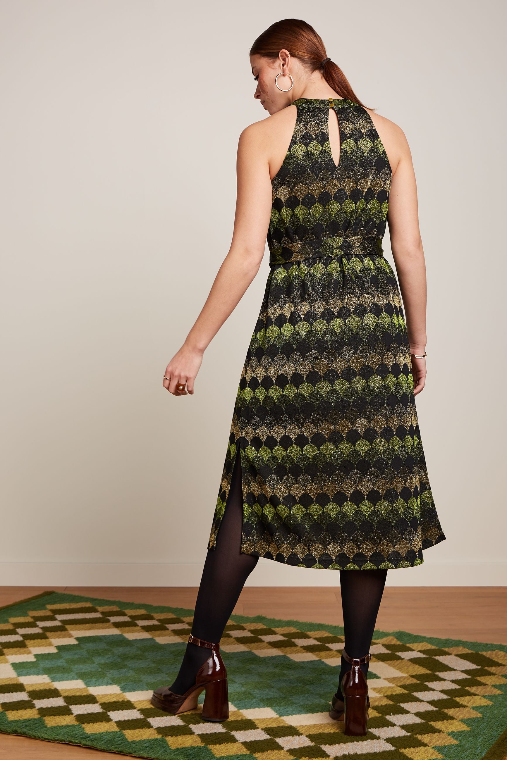 Virna Dress Diva Jacquard - Olive Green