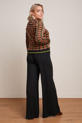 Border Palazzo Pants Milano Crepe - Black