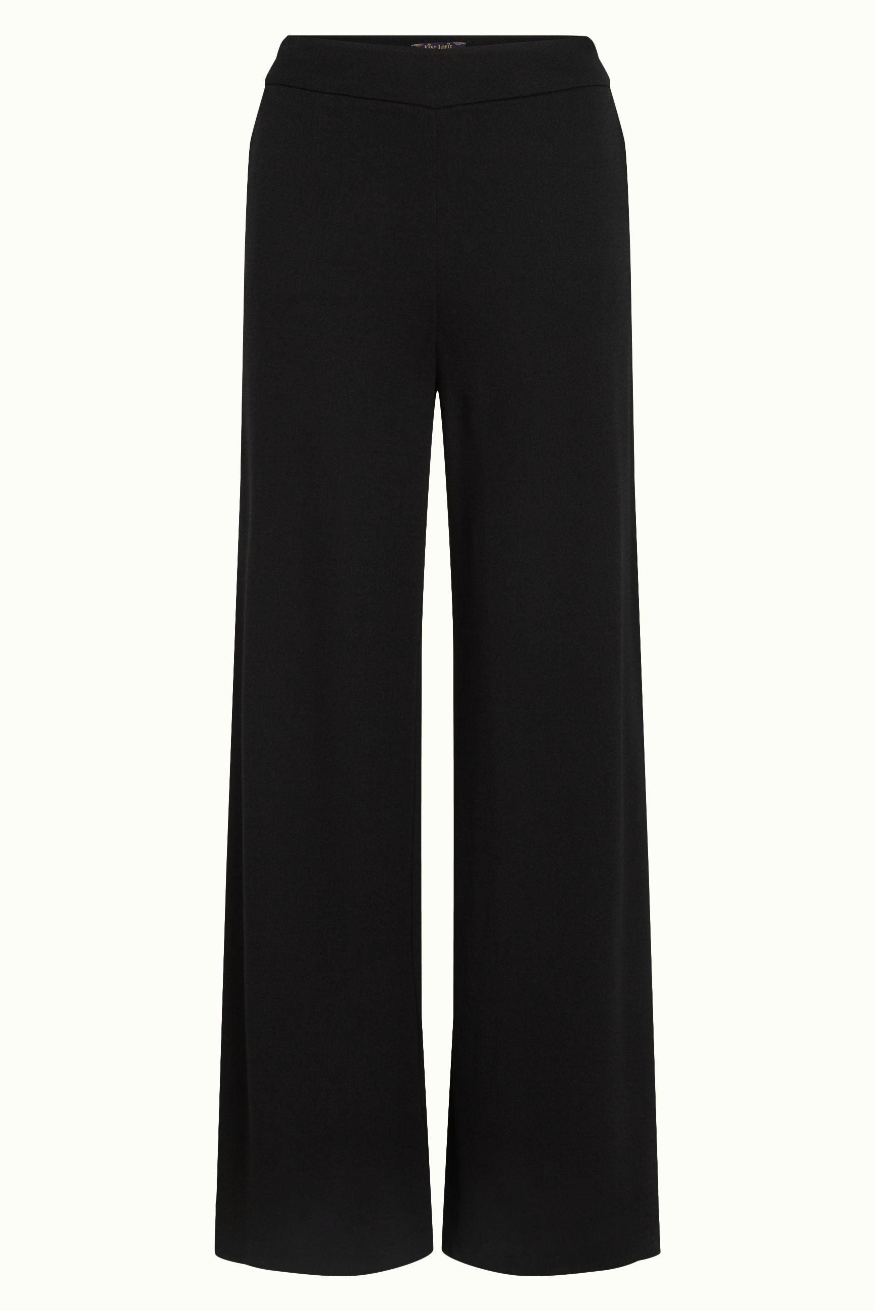 Border Palazzo Pants Milano Crepe - Black