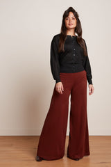 Border Palazzo Pants Milano Crepe - Sandelwood Brown