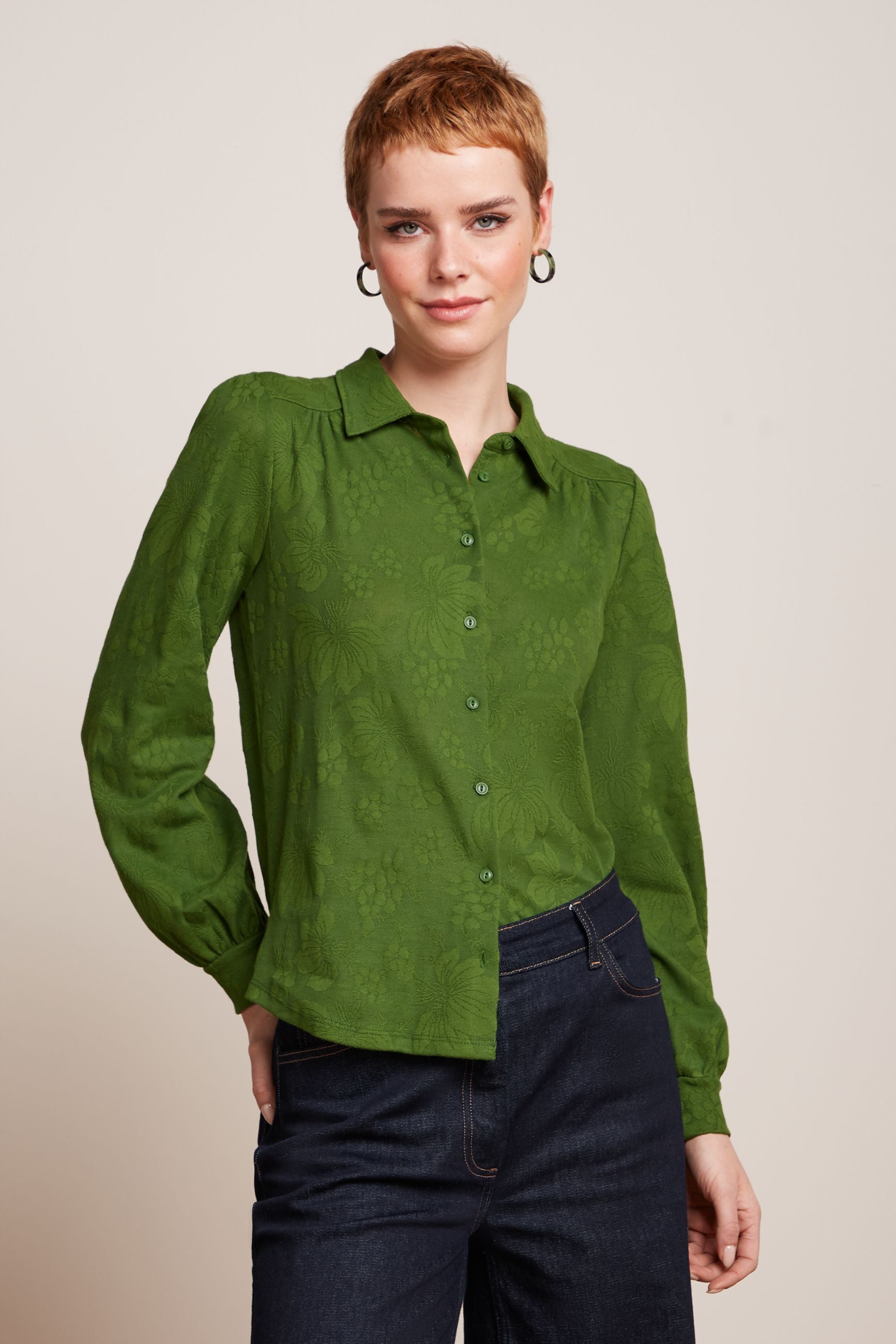 Carina Blouse Buzz Jacquard - Palm Green