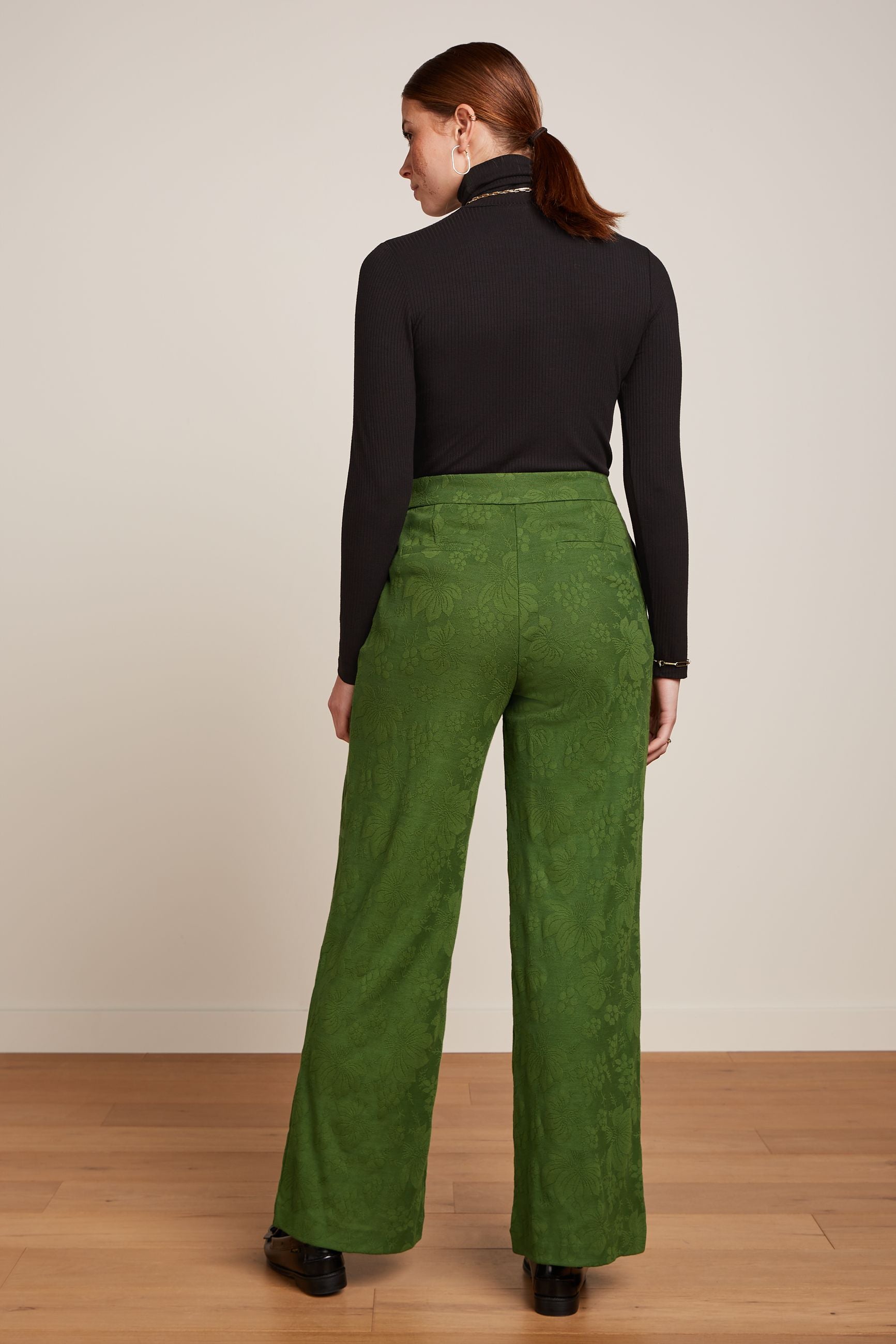 Federica Pants Buzz Jacquard - Palm Green