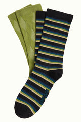 Socks 2-Pack Century Stripe - Woodbine Green