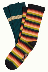 Socks 2-Pack Mimmi Stripe - Pine Green