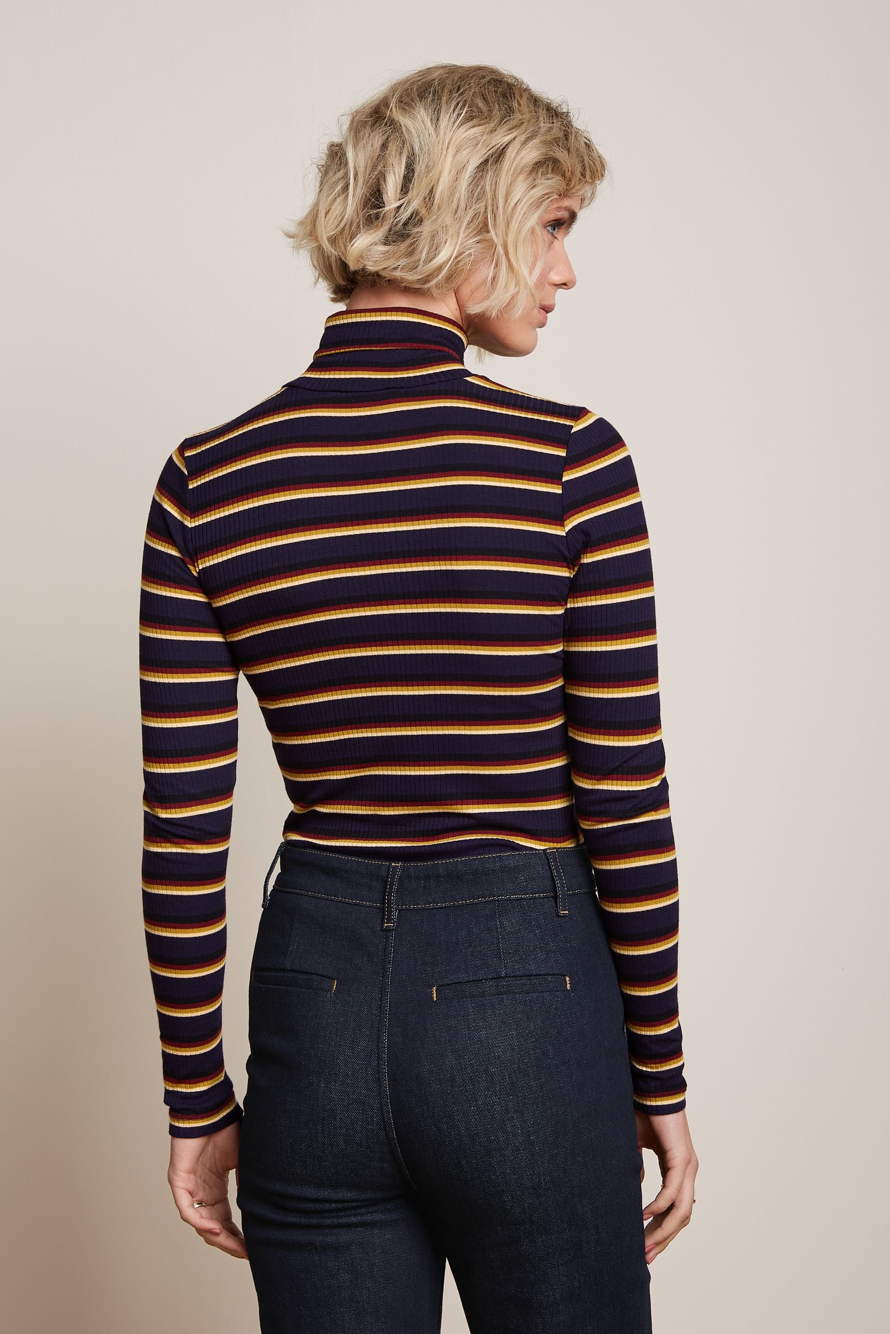 Rollneck Top Century Stripe - Evening Blue