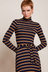 Rollneck Dress Century Stripe - Evening Blue