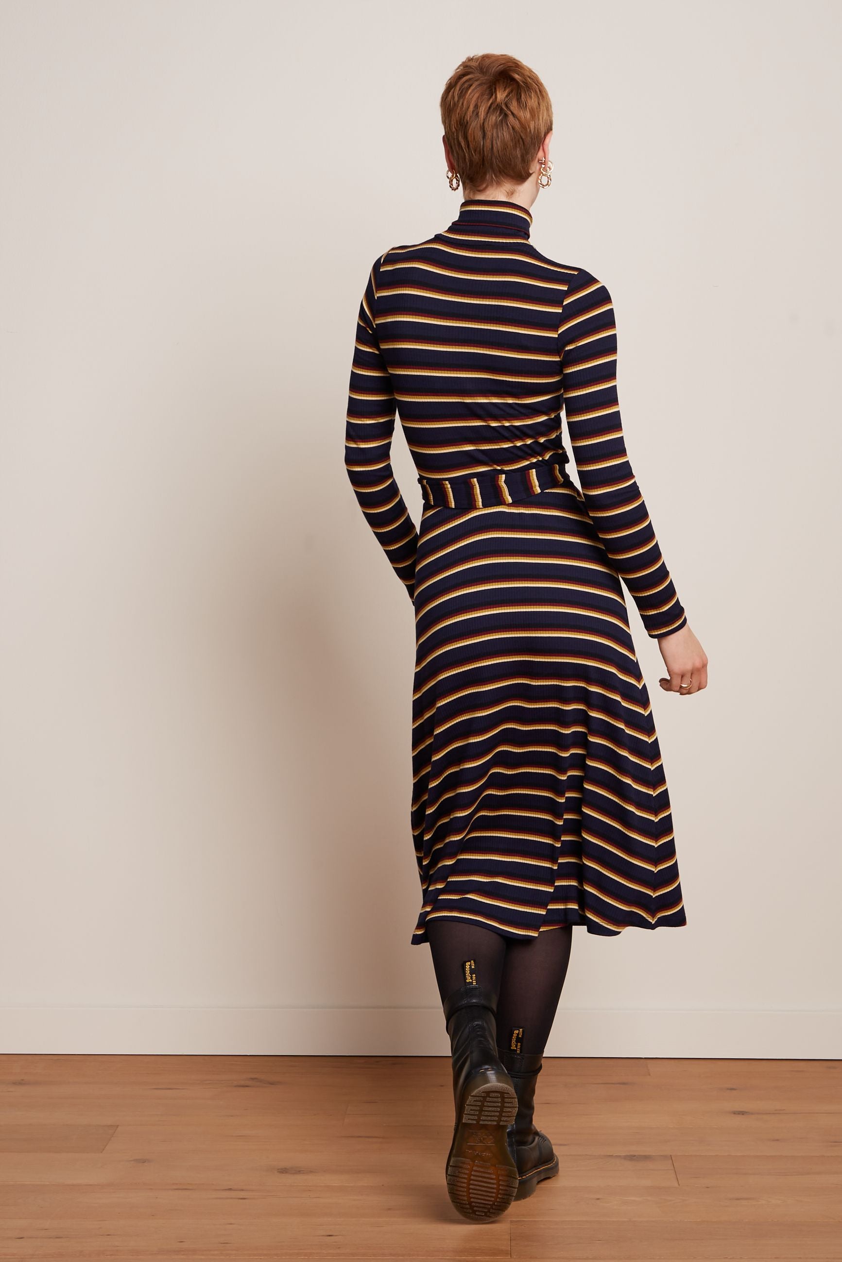 Rollneck Dress Century Stripe - Evening Blue