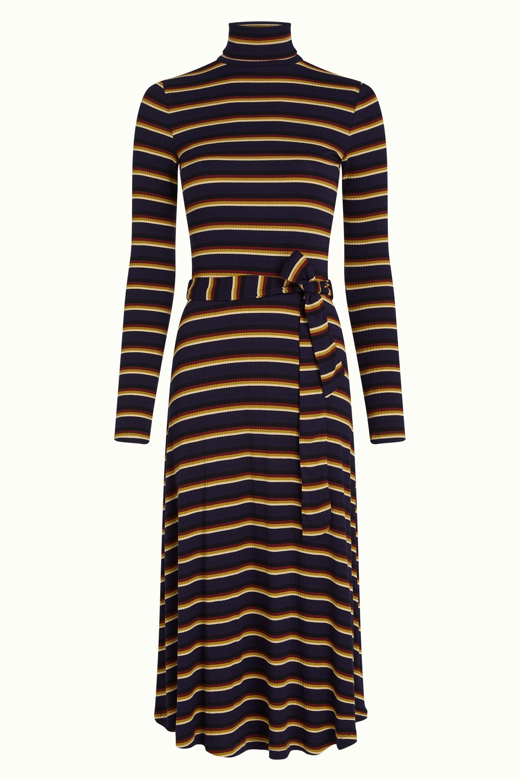 Rollneck Dress Century Stripe - Evening Blue