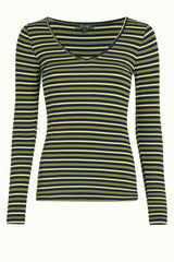 Carice V Top Pimm Stripe - Woodbine Green