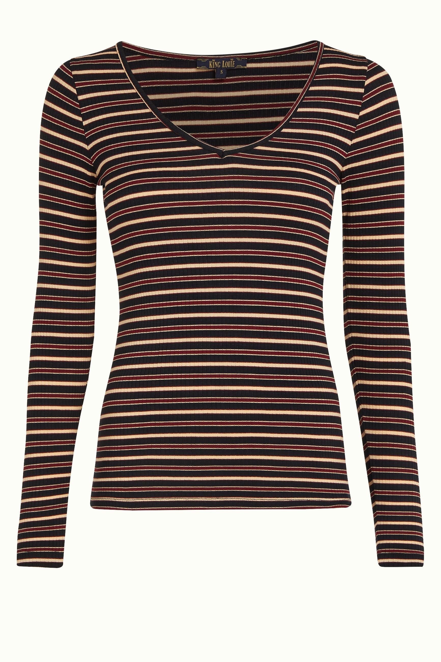 Carice V Top Pimm Stripe - Cabernet Red