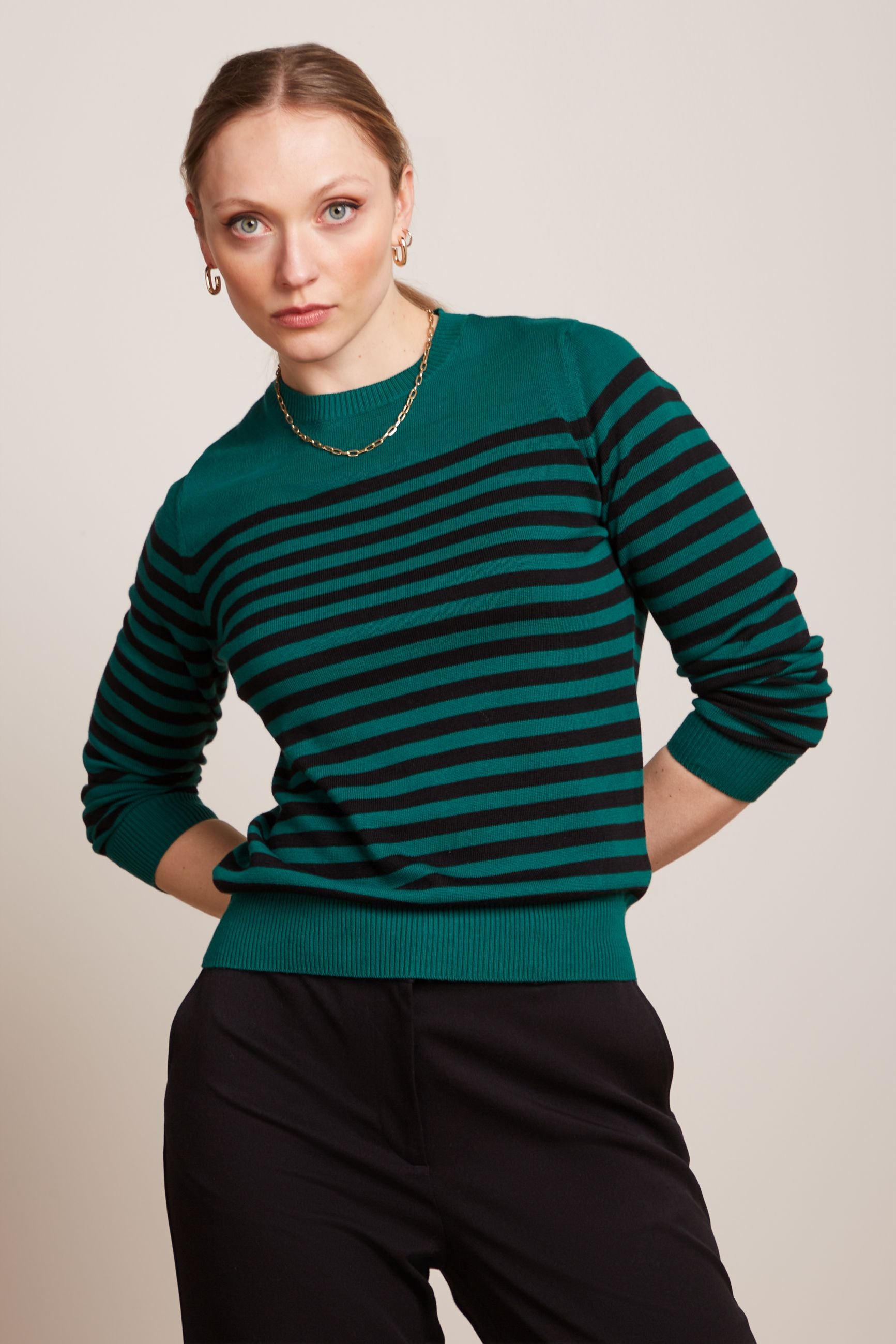 Agnes Top Loop Stripe - Peacock Green