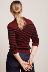 Agnes Top Loop Stripe - Cabernet Red