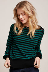 Marie Bell Top Loop Stripe - Peacock Green