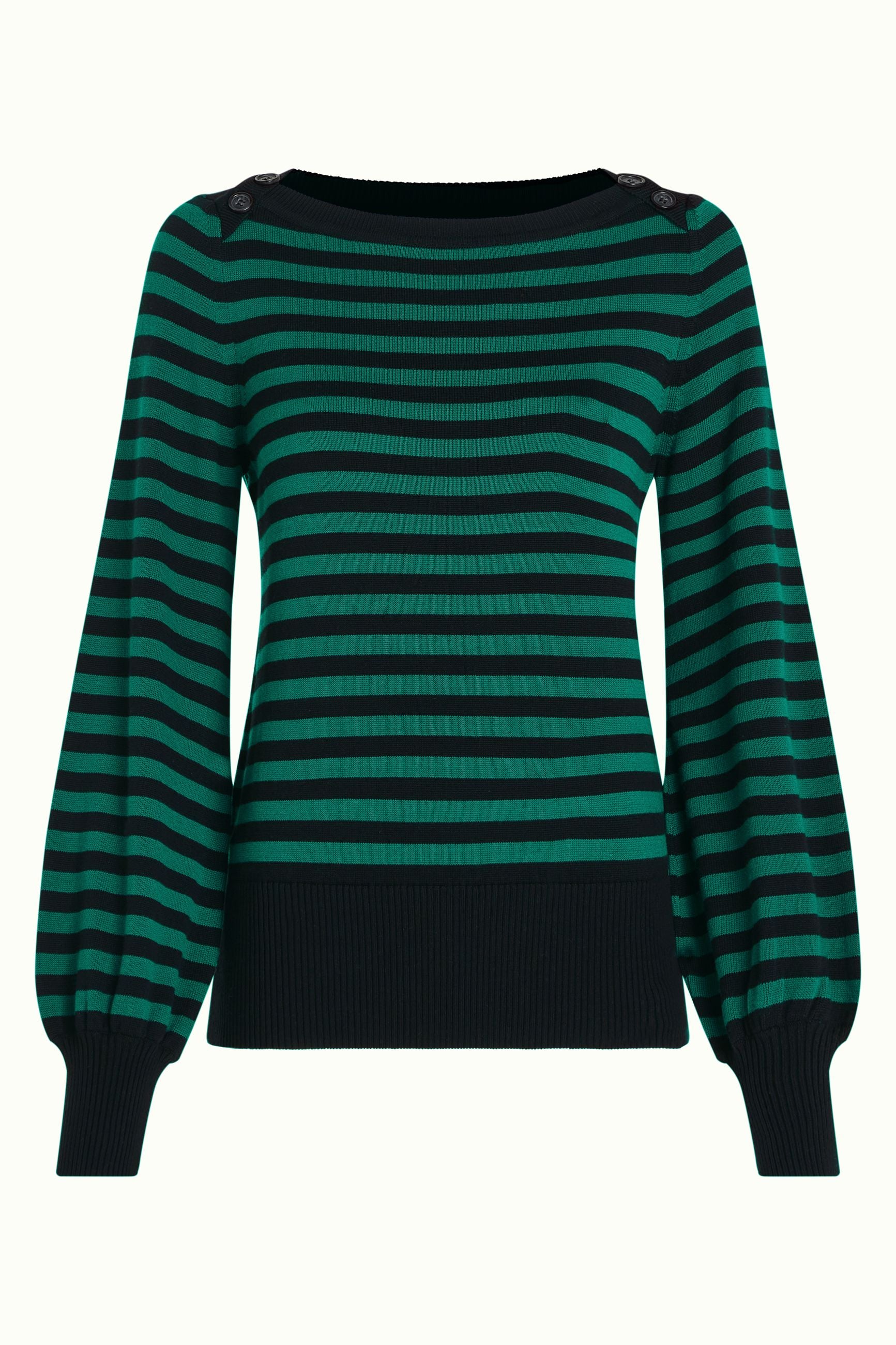 Marie Bell Top Loop Stripe - Peacock Green