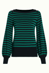 Marie Bell Top Loop Stripe - Peacock Green