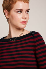 Marie Bell Top Loop Stripe - Cabernet Red