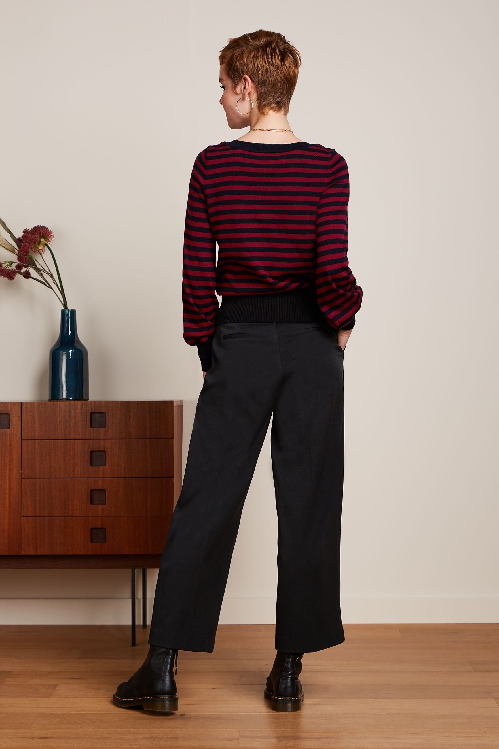 Marie Bell Top Loop Stripe - Cabernet Red