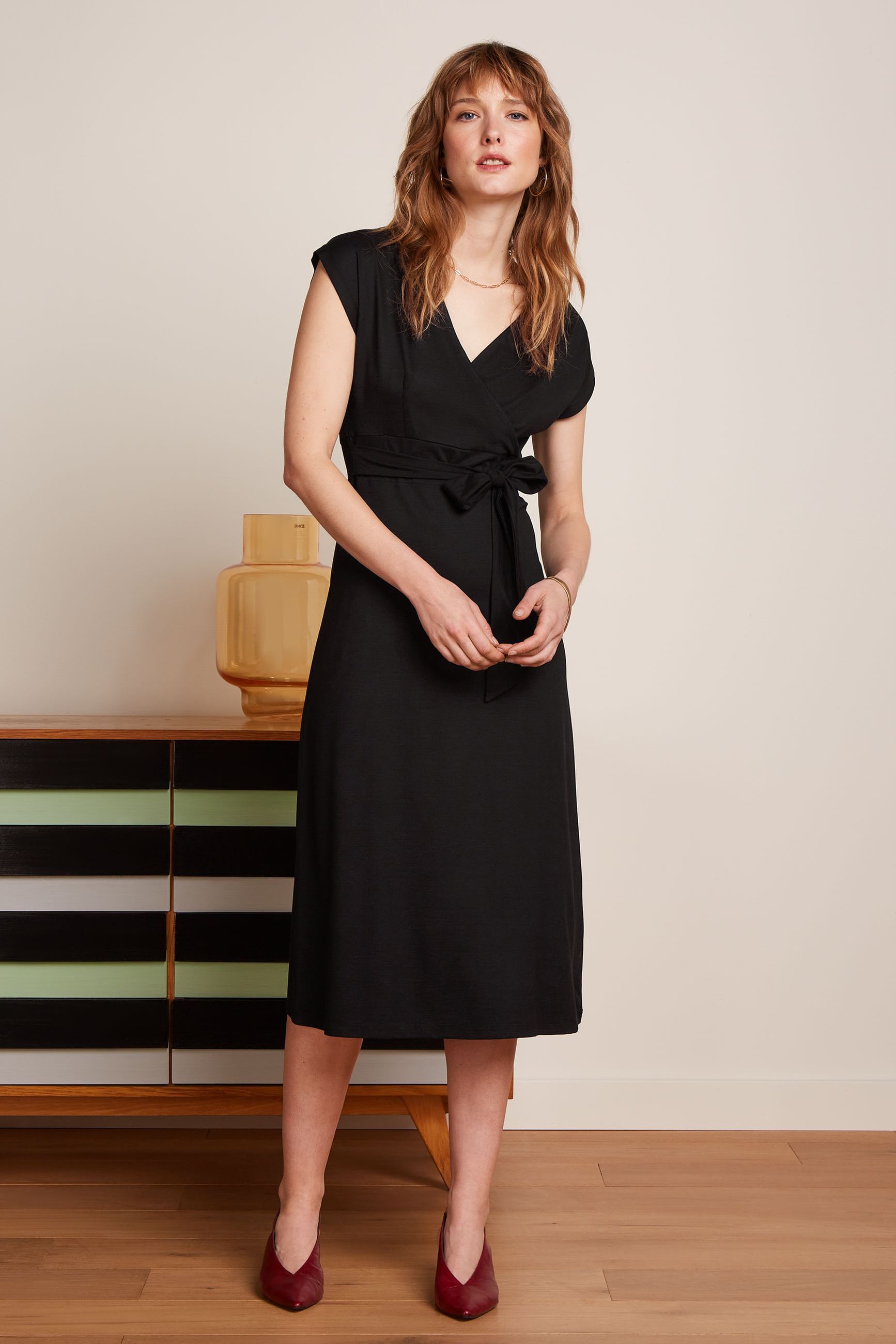black viscose midi dress Lot Midi Dress Viscose Classic