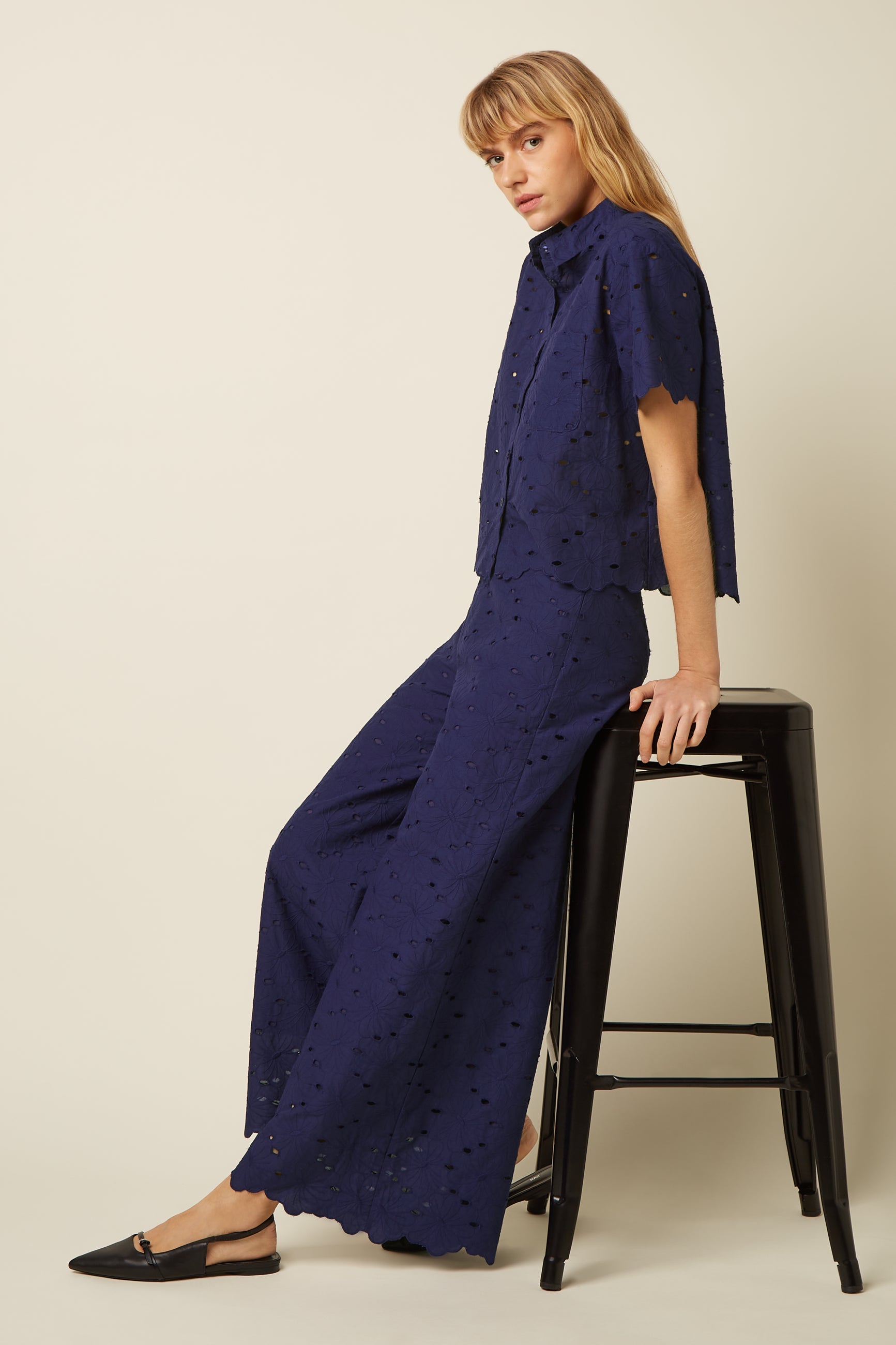 Ethel Pants Brava Broderie - Beacon Blue