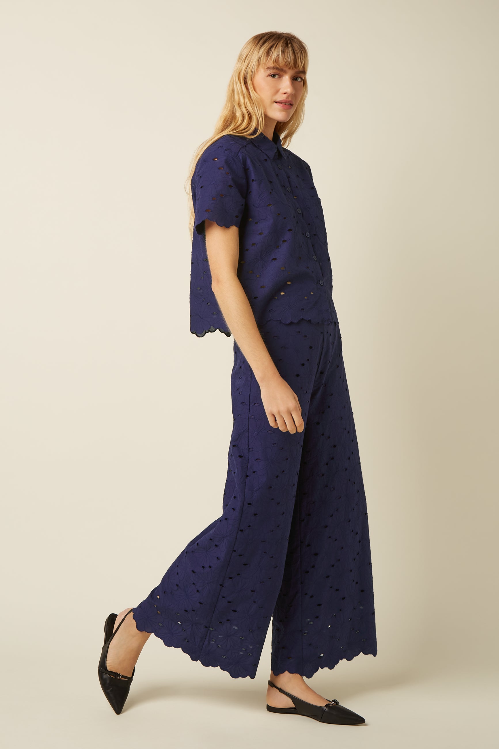 Ethel Pants Brava Broderie - Beacon Blue