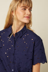 Evelina Blouse Brava Broderie - Beacon Blue