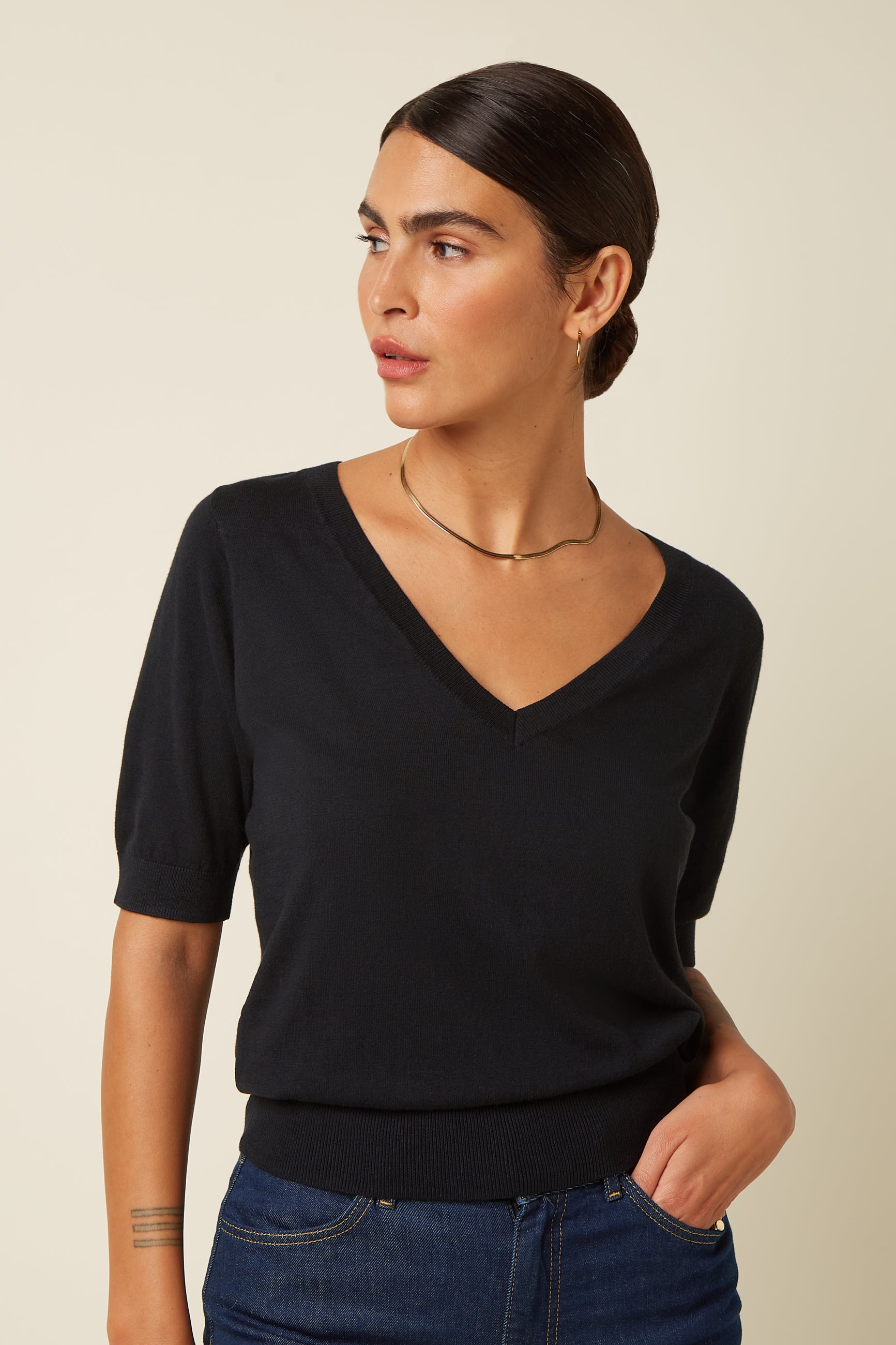 Agnes V Top Cocoon - Black
