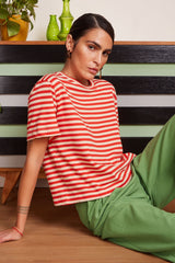 Boxy Tee Chopito Stripe - Fire Red