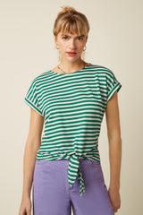 Aria Knot Shirt Chopito Stripe - Ultra Green