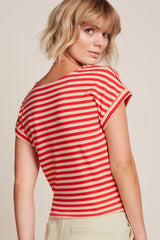 Aria Knot Top Chopito Stripe - Fire Red