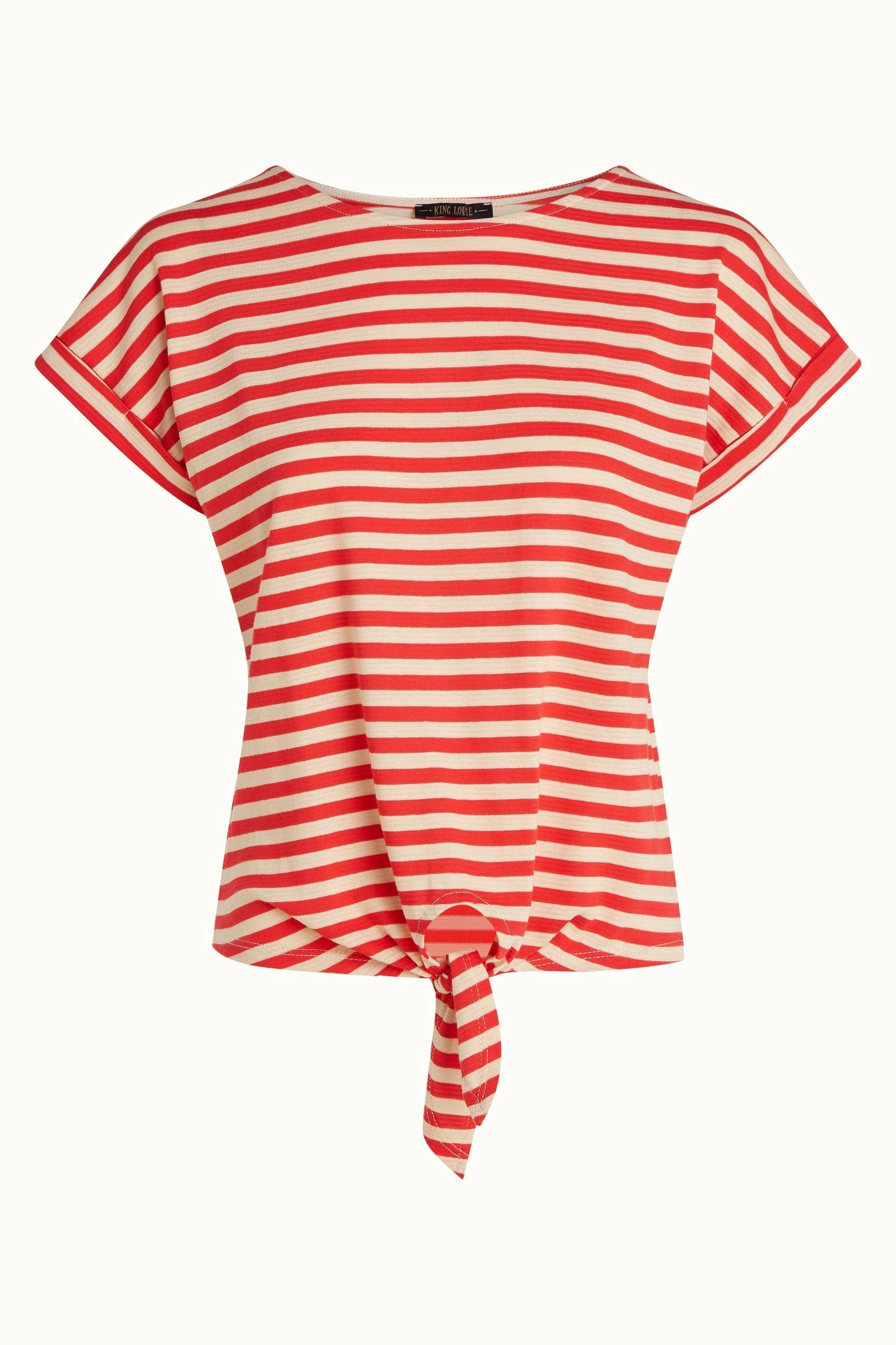 Aria Knot Top Chopito Stripe - Fire Red