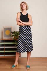 Juno Midi Skirt Embla Stripe - Black