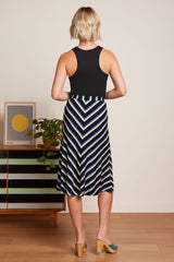 Juno Midi Skirt Embla Stripe - Black