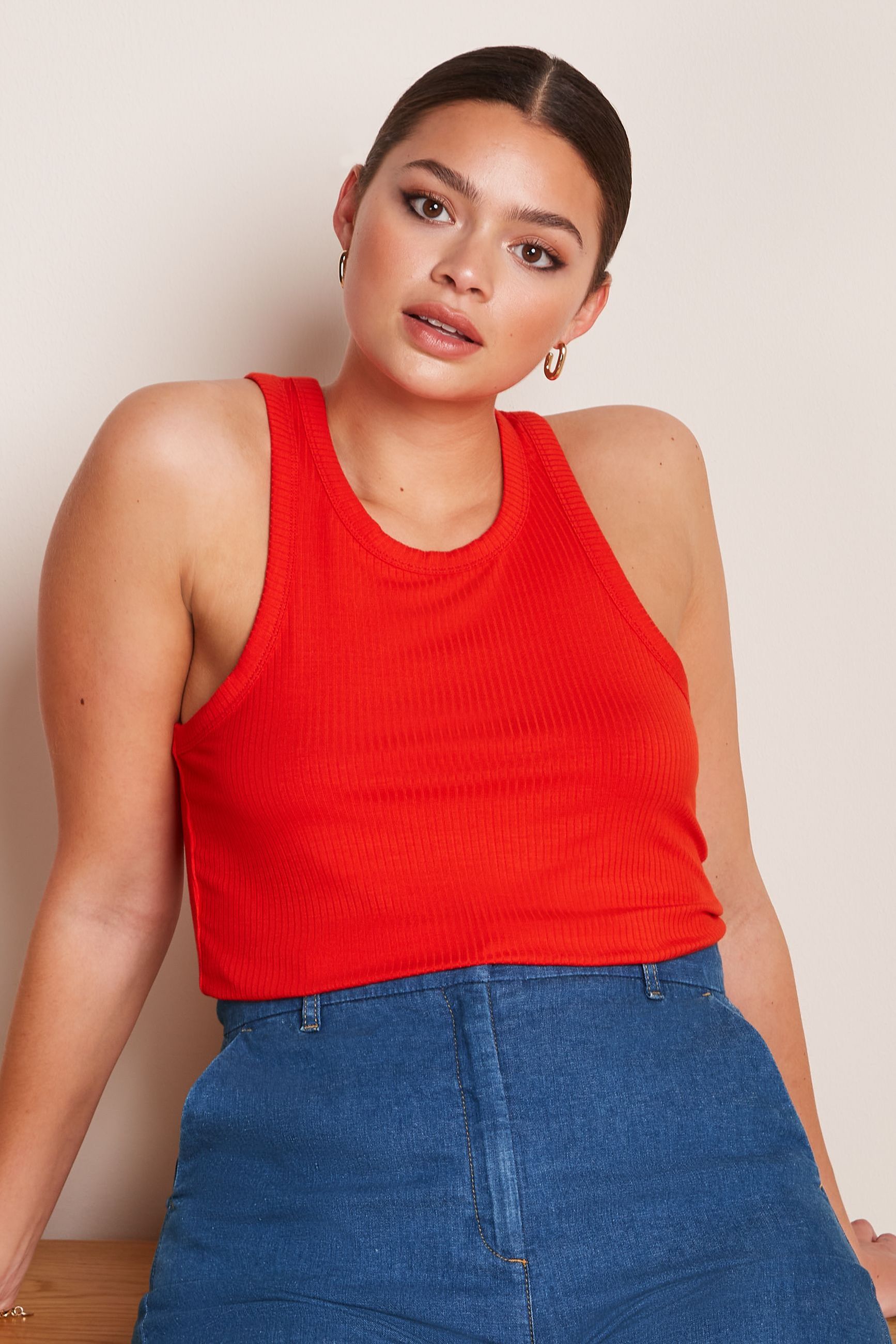 Elvira Camisole Uni Rib - Spicy Orange