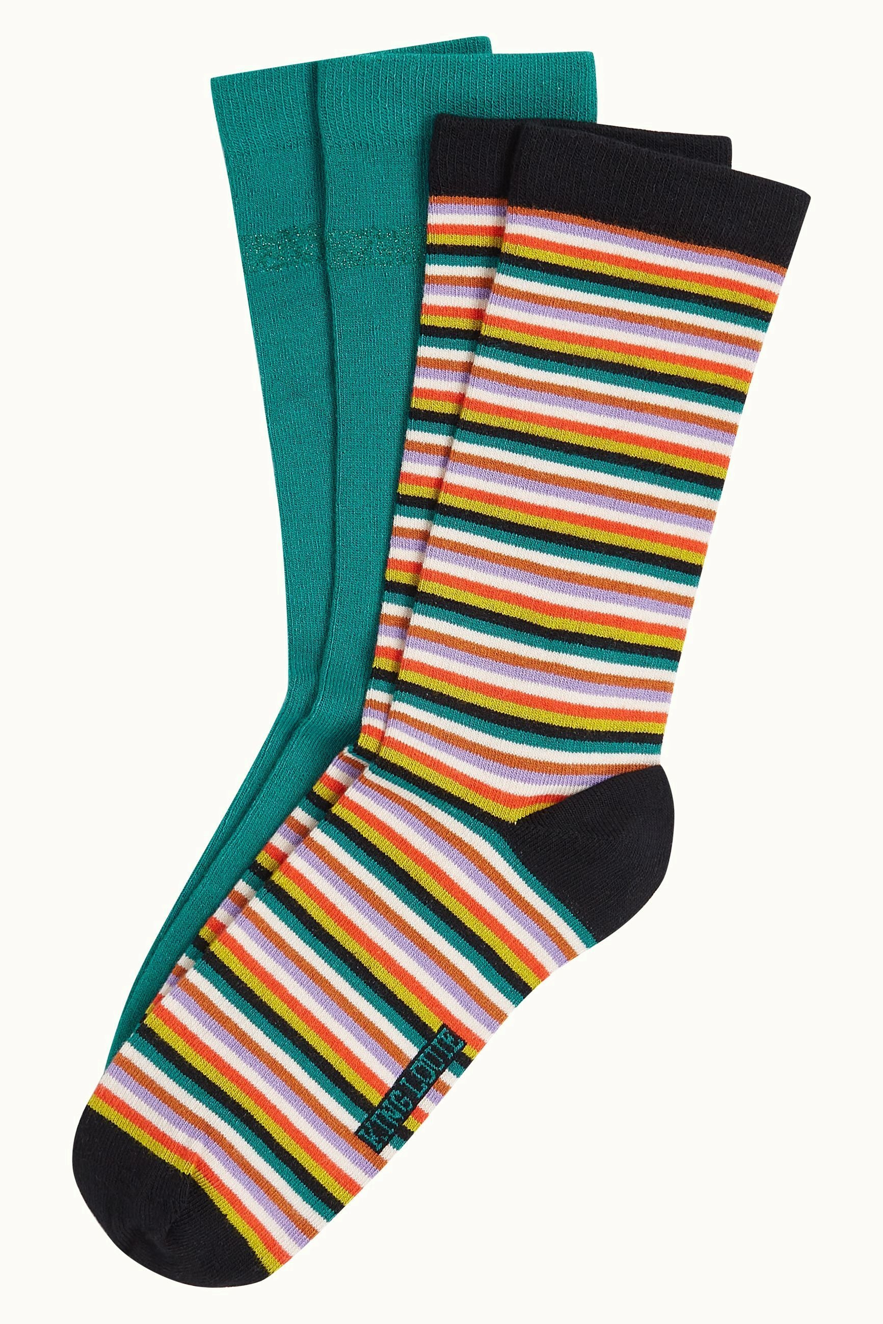 Socks Millie Stripe - Ponderosa Green