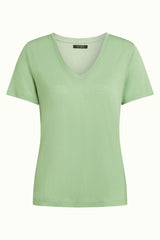 V-Neck Top Marsy Linen - Sprucestone Mint