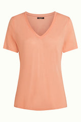 V-Neck Top Marsy Linen - Coral Orange