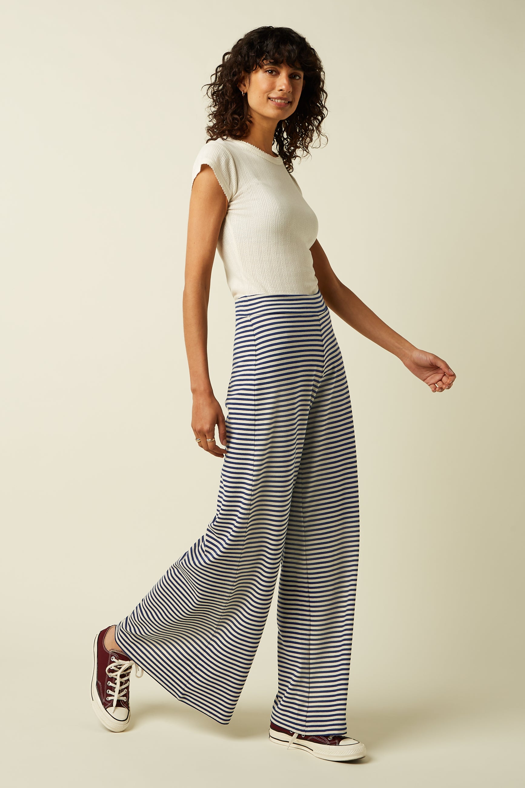 Border Palazzo Pants Mariniere Stripe - Beacon Blue