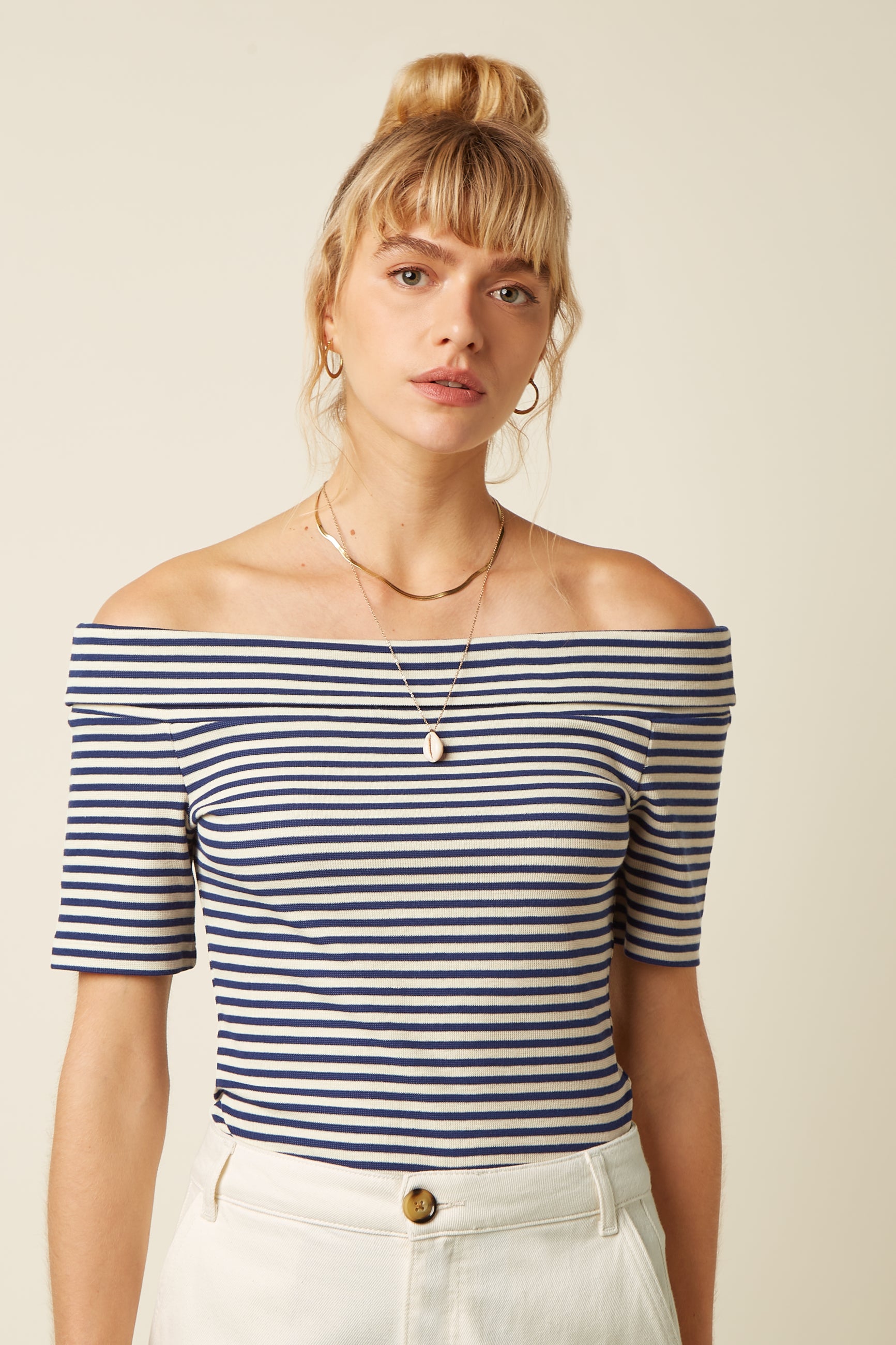 Nives Top Mariniere Stripe - Beacon Blue