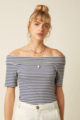 Nives Top Mariniere Stripe - Beacon Blue