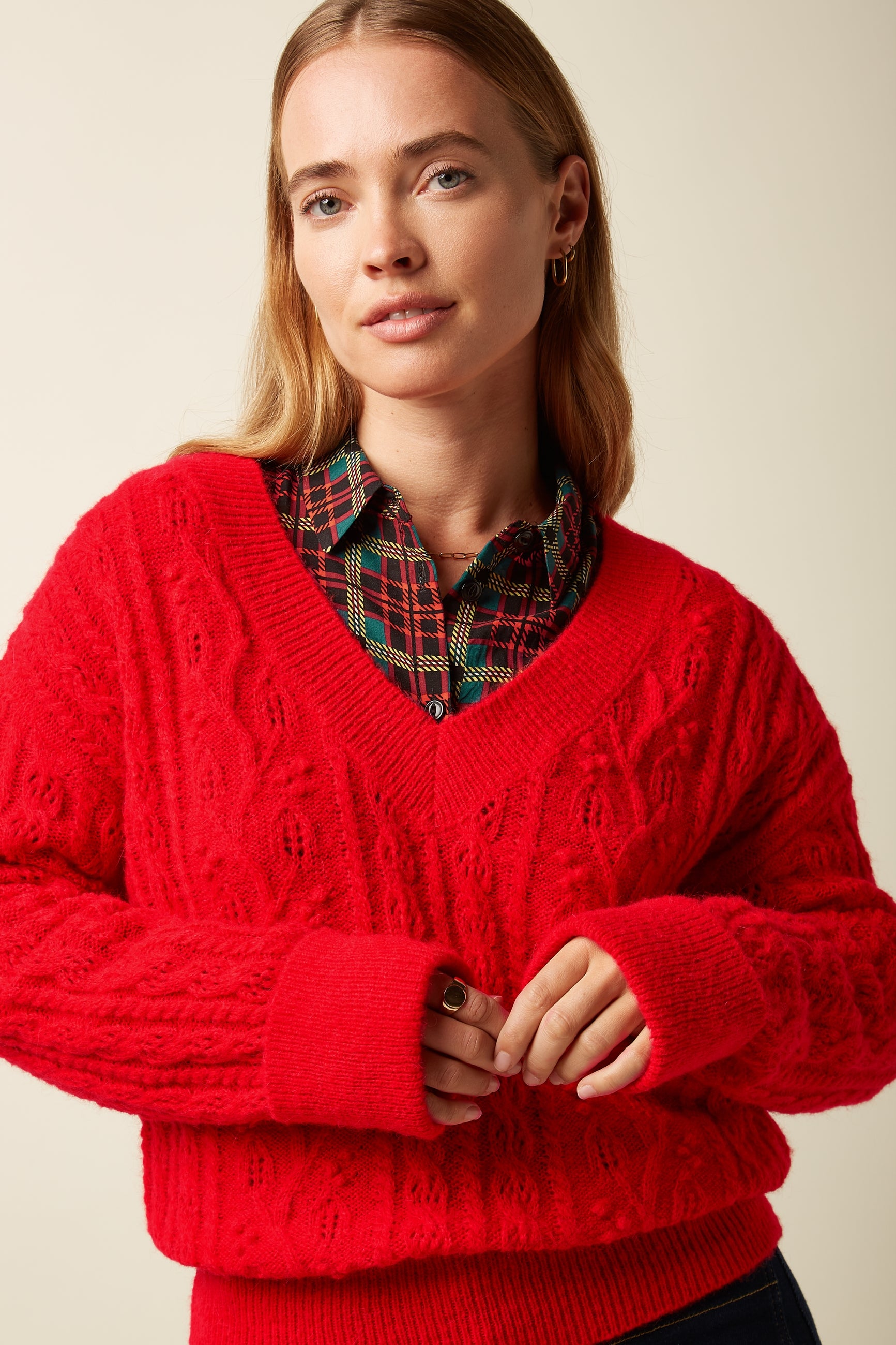 Mauve V Top Leon - Fiery Red