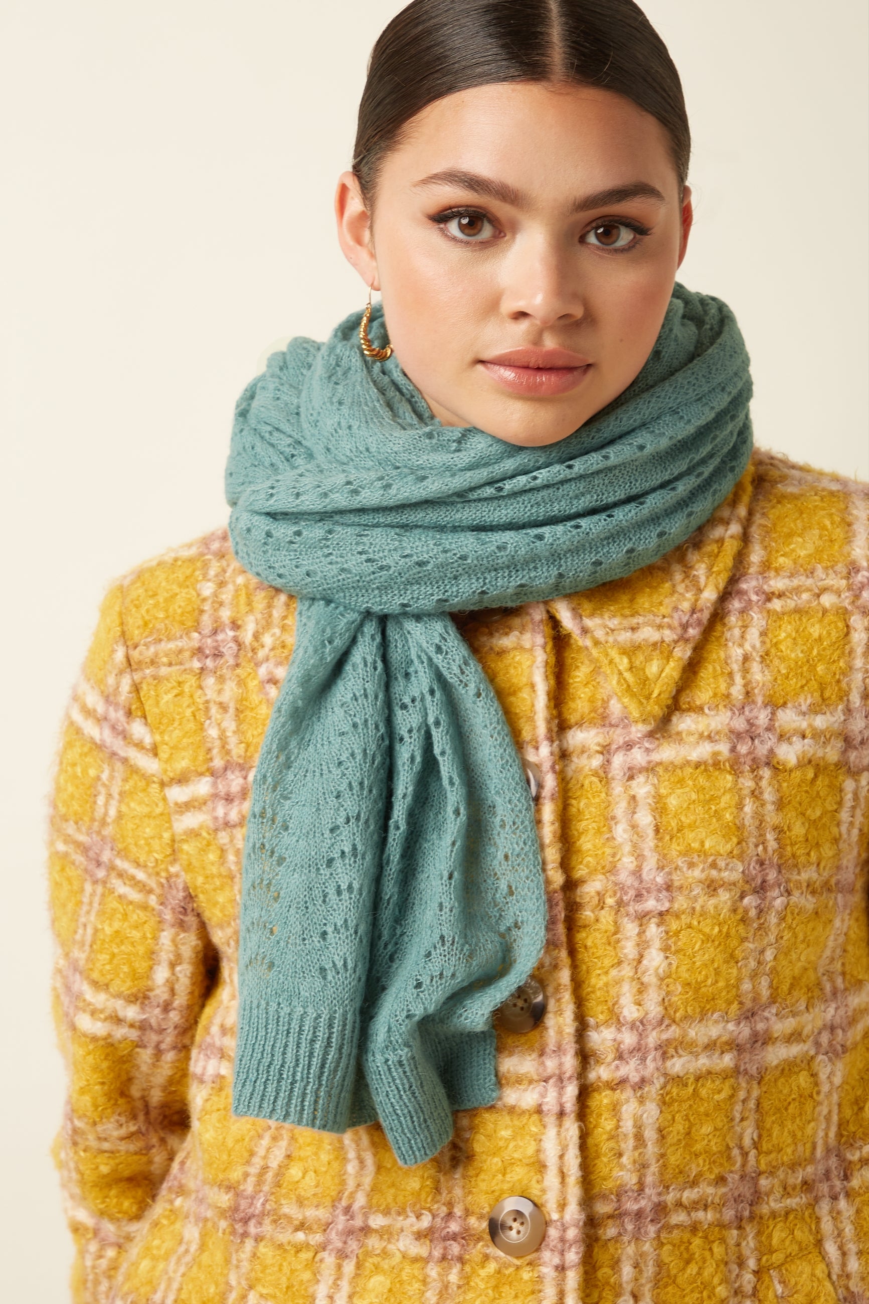 Scarf Ajour Carre - Silver Green