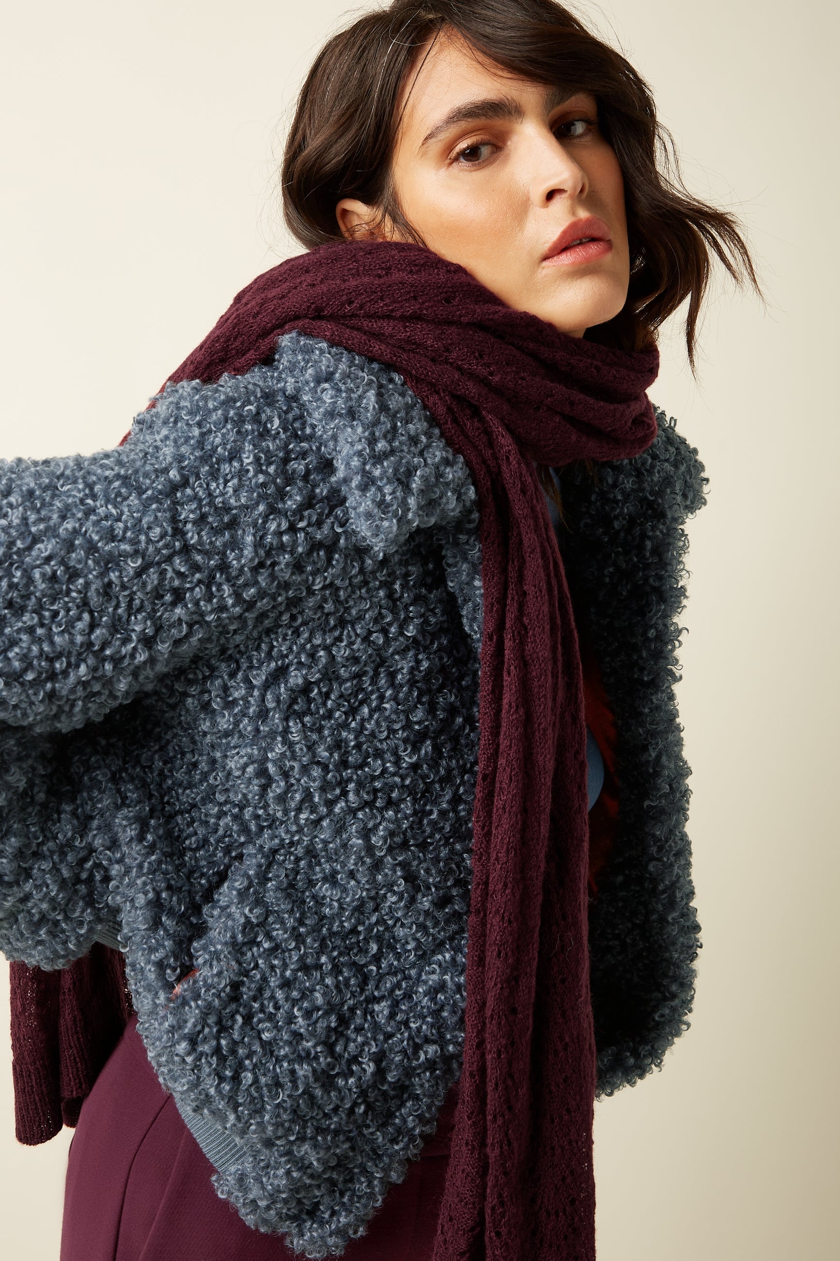 Scarf Ajour Carre - Porto Red