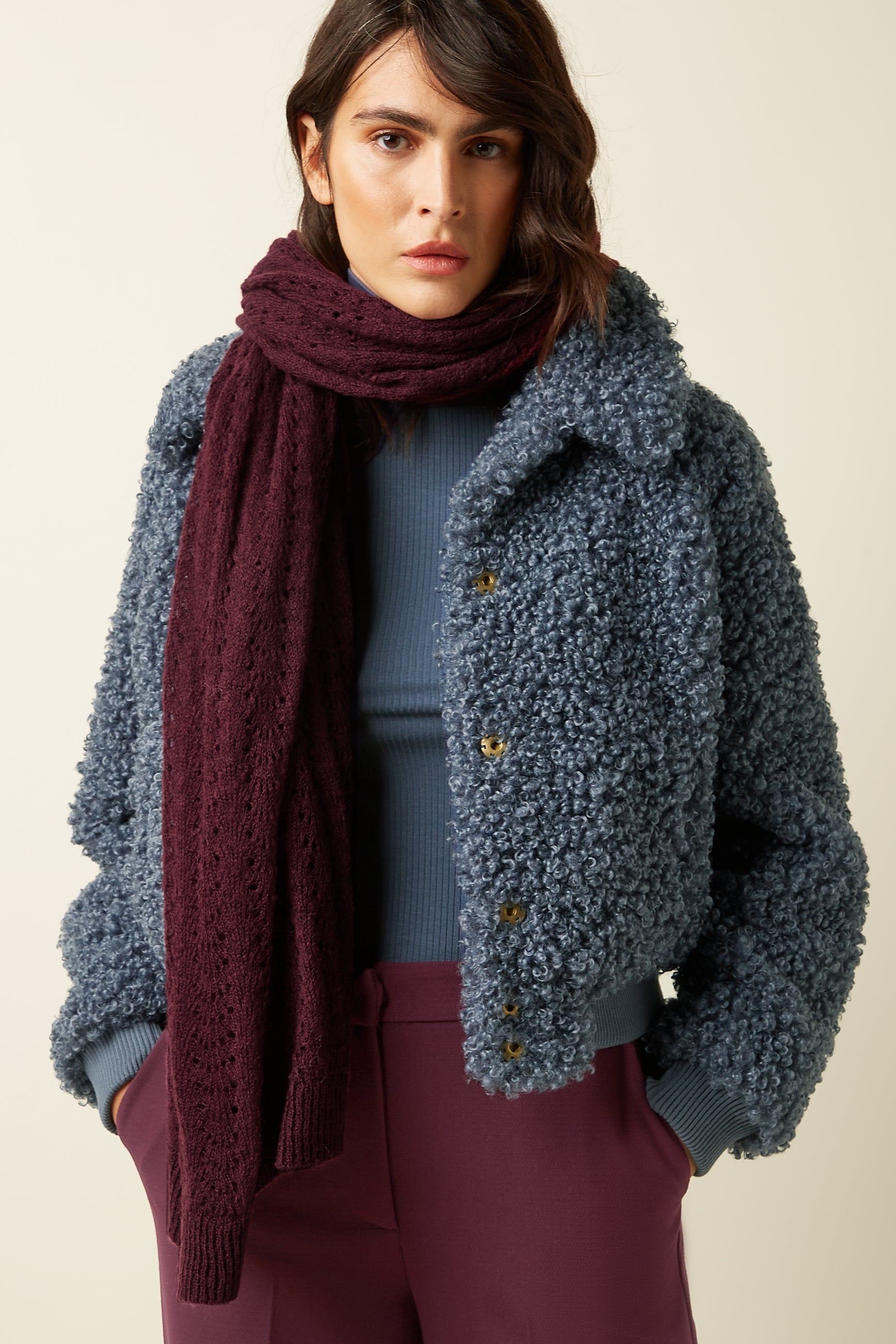 Scarf Ajour Carre - Porto Red