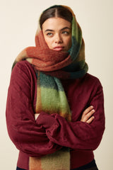 Check Scarf Multi - Pine Green