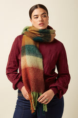 Check Scarf Multi - Pine Green