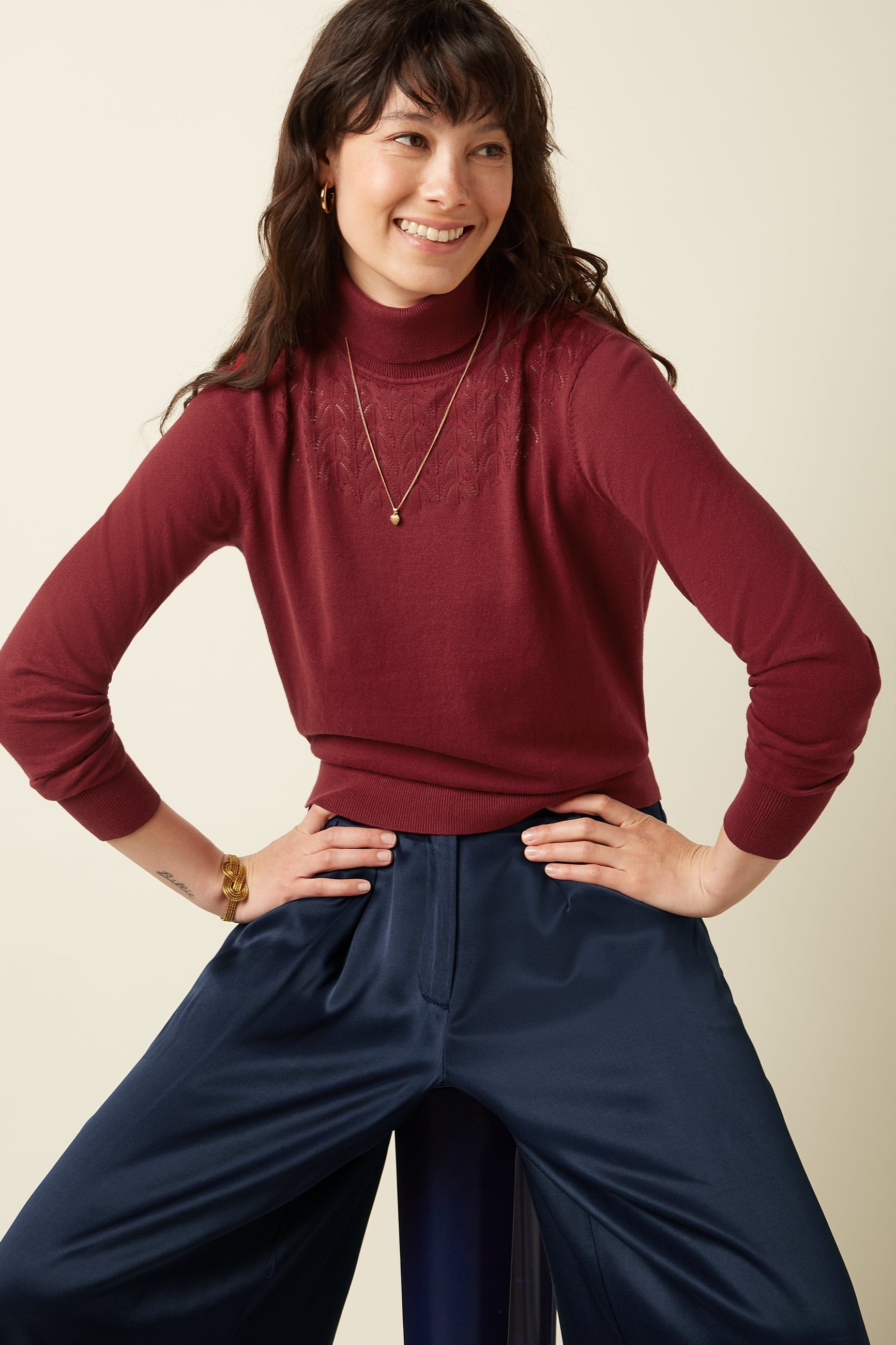 Rollneck Top Club - Cabernet Red