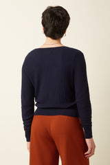 Deep V Cardi Cedar - Blue
