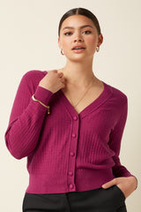 Deep V Cardi Cedar - Violet Pink