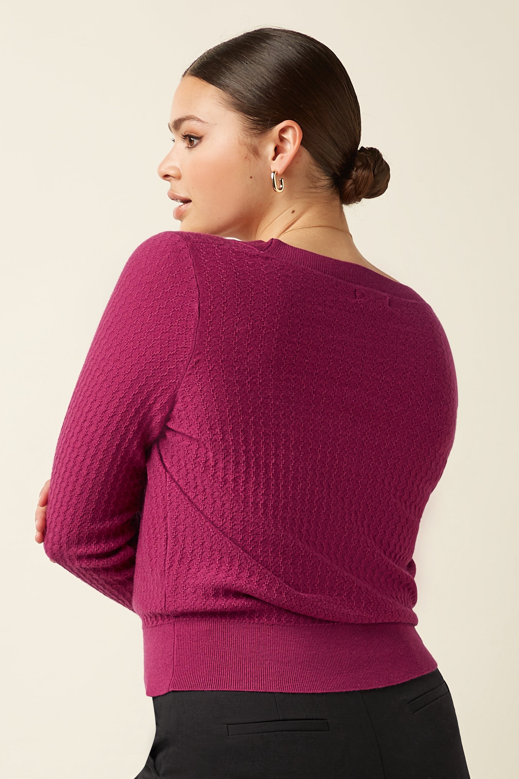Deep V Cardi Cedar - Violet Pink